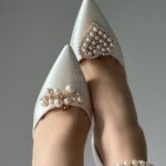 Туфлі 6в1 зі знімними брошками та поясом Атласні весільні туфлі