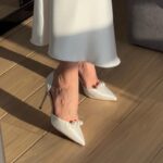 Туфлі 6в1 зі знімними брошками та поясом з перлинами Класичні атласні весільні туфлі