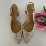 Бежеві мереживні туфлі Слінгбеки