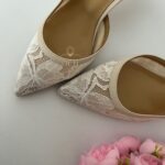 Бежеві мереживні туфлі Слінгбеки