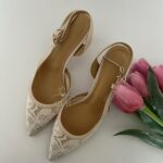 Бежеві мереживні туфлі Слінгбеки