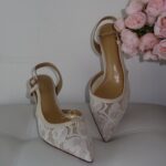 Бежеві мереживні туфлі Слінгбеки