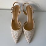 Бежеві мереживні туфлі Слінгбеки