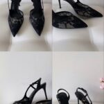 Бежеві мереживні туфлі Слінгбеки