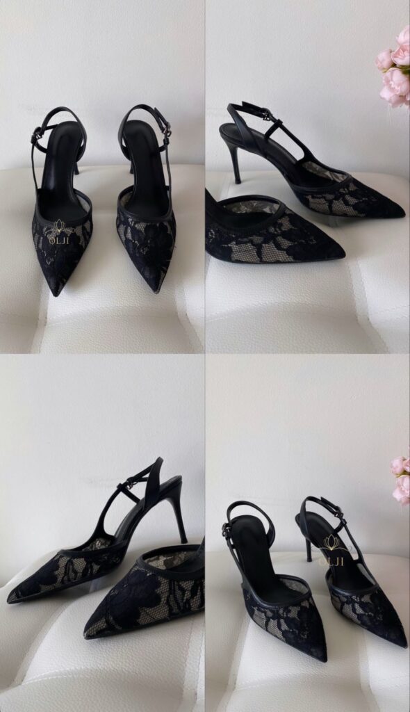 Бежеві мереживні туфлі Слінгбеки