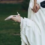 Весільні туфлі слінгбеки з вишивкою паєтками та блискітками