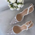 Весільні туфлі слінгбеки з вишивкою паєтками та блискітками