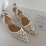 Весільні туфлі слінгбеки з вишивкою паєтками та блискітками