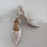 Весільні туфлі слінгбеки з вишивкою паєтками та блискітками