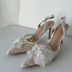 Прозорі слінгбеки з метеликом, паєтками, бісером Весільні слінгбеки