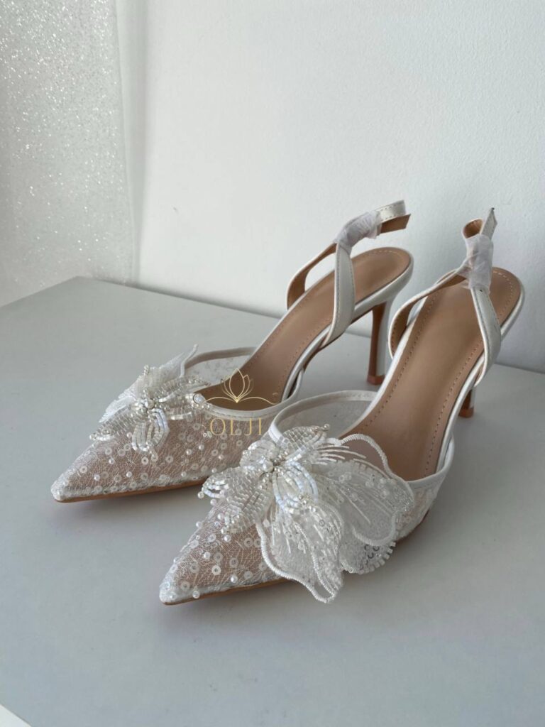 Прозорі слінгбеки з метеликом, паєтками, бісером Весільні слінгбеки