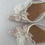 Прозорі слінгбеки з метеликом, паєтками, бісером Весільні слінгбеки