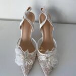 Прозорі слінгбеки з метеликом, паєтками, бісером Весільні слінгбеки