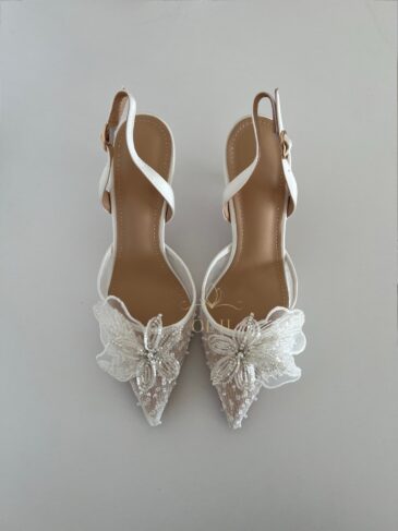 Прозорі слінгбеки з метеликом, паєтками, бісером Весільні слінгбеки