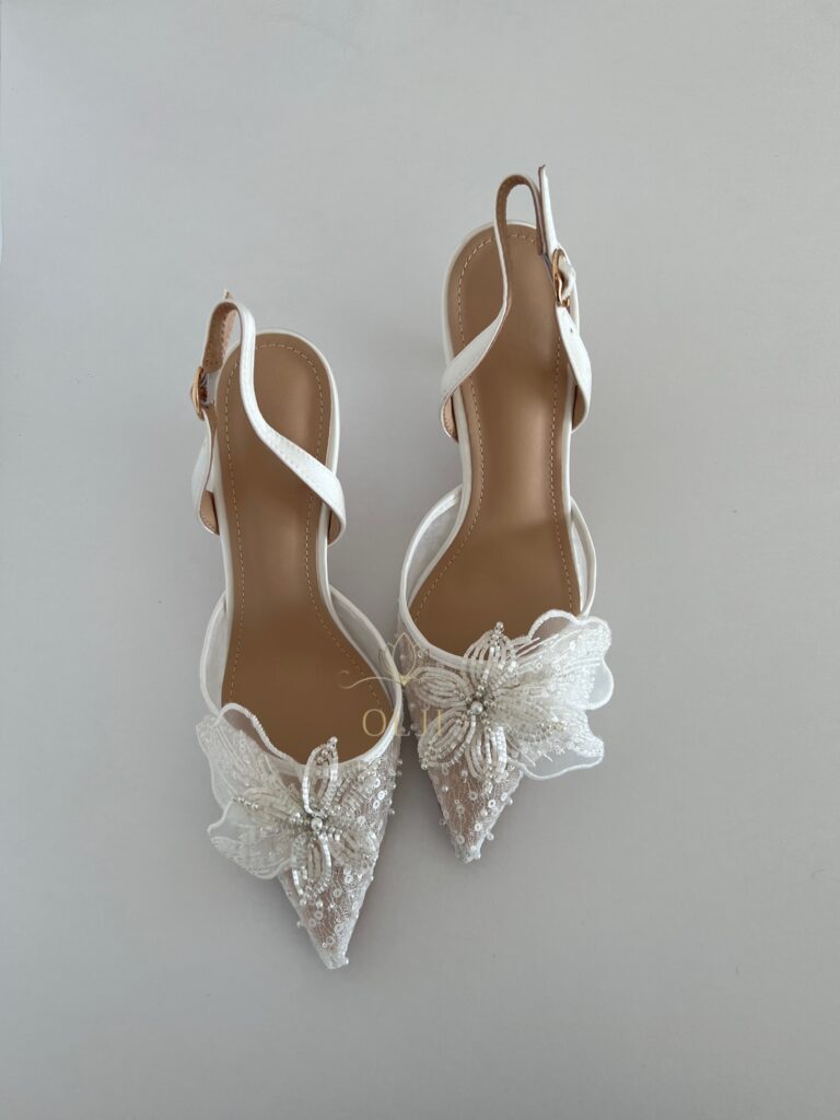 Прозорі слінгбеки з метеликом, паєтками, бісером Весільні слінгбеки