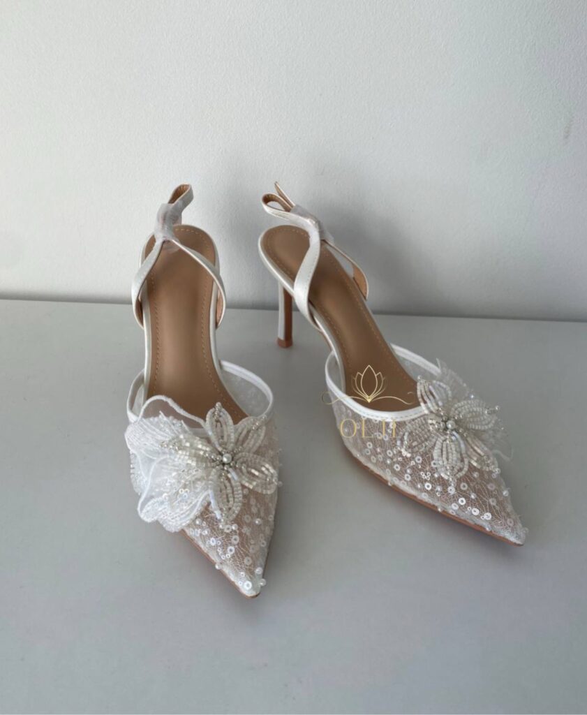 Прозорі слінгбеки з метеликом, паєтками, бісером Весільні слінгбеки