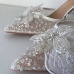 Прозорі слінгбеки з метеликом, паєтками, бісером Весільні слінгбеки